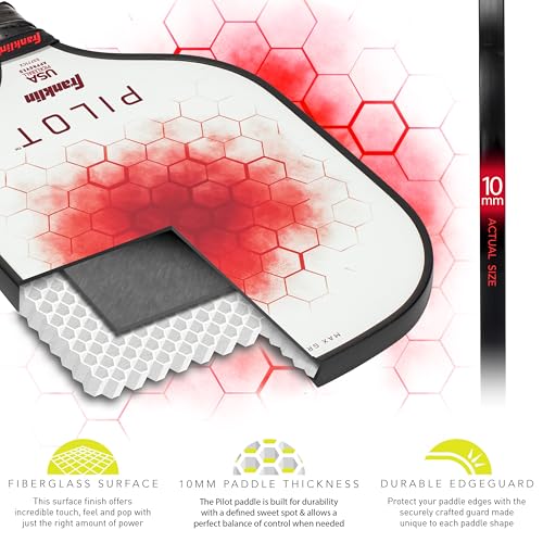 Franklin Sports Pickleball Paddle and Ball Set - (2) Pilot Fiberglass Pickleball Rackets + (4) X-40 Pickleballs - USA Pickleball (USAPA) Approved - 2 Player Pickleball Paddles + Balls Set