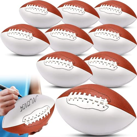 Jenaai 6 Pcs 8.27in Autograph Football Blank White Panels Mini Official Size 3 Autograph Footballs Customized Signature Team Balls Trophy for Rugby Game (Double Sided Blank)