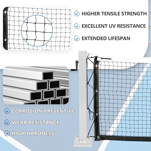MegaGreen Surface Mount Pickleball System,Includes Two Heavy Duty Aluminum Pickleball Posts with Net for Indoor Or Outdoor Matches, Ideal for Pickleball