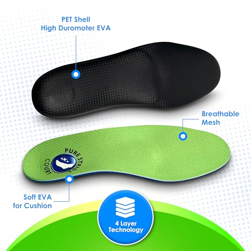 Pure Stride Pickleball & Tennis Court Orthotics – Full-Length Foot Support for Plantar Fasciitis, Heel Pain, Metatarsalgia – Arch Relief for Men & Women – Athletic Shoe Comfort, Men's 13-13.5