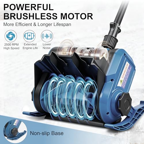 Electric Snow Shovel, 12" Snow Blower Cordless 21V 3000mAh Batteries, 19.7FT Throw Distance, Lightweight 14lb, Battery Snow Blower for Driveway Steps Patio Sidewalk, Snow Machines for Outdoors