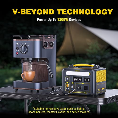 VTOMAN Jump 600X Portable Power Station 600W, 299Wh Solar Generator LiFePO4 Battery Power Station with Jump Start for Car, 1200W AC Outlet, PD 60W USB-C, 3x Regulated 12V/10A DC for Camping, RV Travel