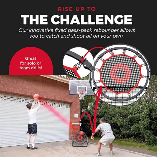 IE Sports Basketball Rebounder Multi-Sport Rebound Net with 9 Angle Adjustments and Return Attachment for Soccer, Pickleball and Baseball, Red