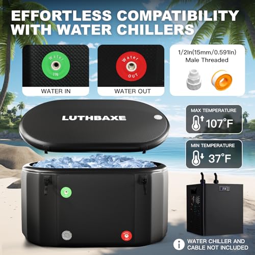 Cold Plunge | Upgraded 218 Gallon Inflatable Ice Freestanding Bathtub with 5 Layers Durable Design | Portable Cold Water Bath for Athletes' Recovery | Ice Bath for Outdoor and Camping | Black