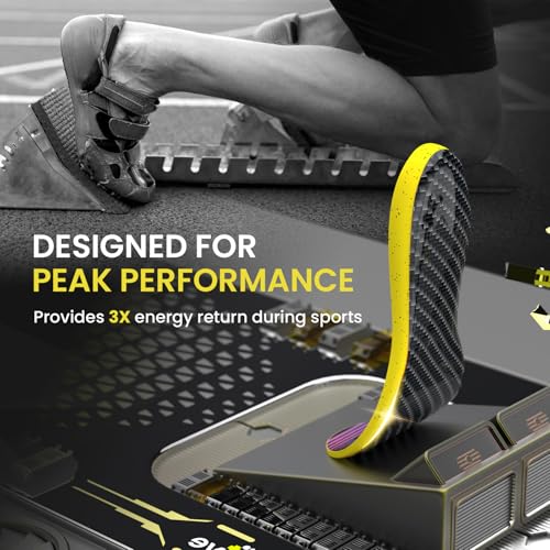 Welnove Detachable Carbon Fiber Insoles - Aerospace-Grade Carbon Fiber - Lightweight - Breathable Fabric - High Arch Support - Running, Pickleball, Basketball & Daily Wear