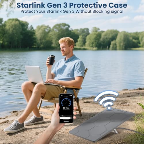 Starlink Gen 3 Protective Cover Case, Starlink Standard Gen 3 Case for Satellite Dish, Silicone Hail Protector Cover for Starlink Standard, Waterproof,Impact Resistant to Rocks/Sand/Hail, Grey