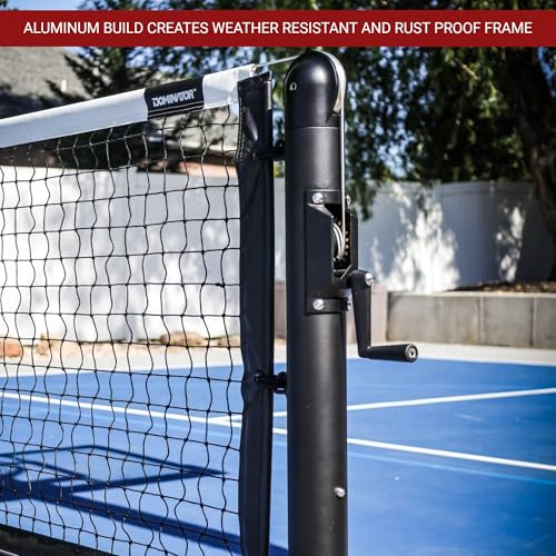 Dominator PRO Black Portable Pickleball Net - Heavy Duty USAPA Compliant Portable Regulation Pickleball Net - Indoor/Outdoor Aluminum Rust Proof Frame w/Adjustable Net Tension & Locking Wheels