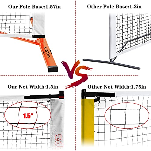 Zdgao Pickleball Set with Net for Driveway, 22 FT Regulation Size Pickleball Net Set with Paddles Set of 4, Outdoor Pickleballs, Court Markers and Carry Bag for Driveway, Backyard, Home