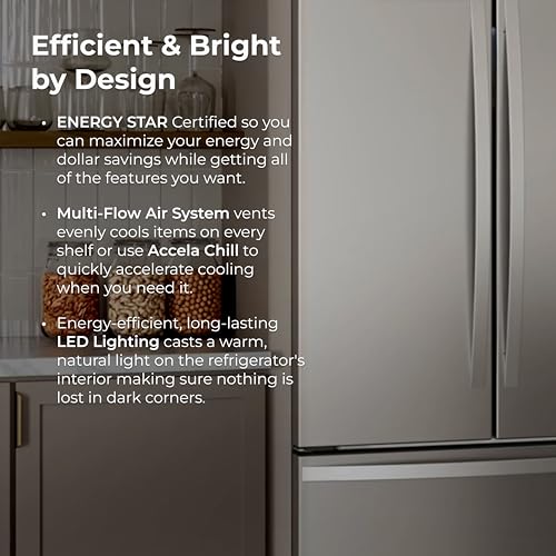Kenmore 36" French Door Refrigerator with Freezer - Accela Chill, Adjustable Shelving, Humidity Controlled Crispers, ENERGY STAR Certified, 20.3 cu. ft. Capacity, Fingerprint Resistant Stainless Steel