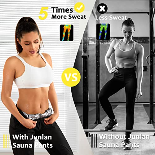 Junlan Sauna Suit for Women Sweat Sauna Pants Gym Workout Sweat Suits for Women (C.Black Pants Only,X-Large)