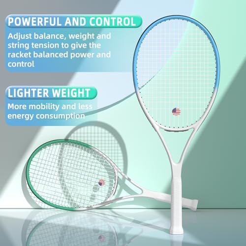WOED BATENS Adult 2 Player Tennis Racket, 27' Speed Racquet, Includes Balls, Overgrips, Bag, Vibration Damper, Cover