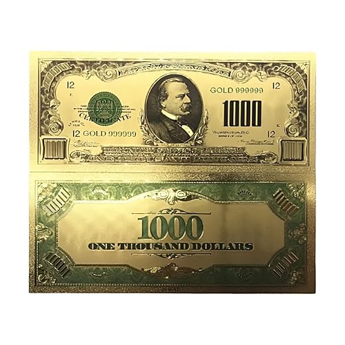 Collectible 1000 Dollar American Bill 24k Gold Plated Fake Banknote Currency for Decoration