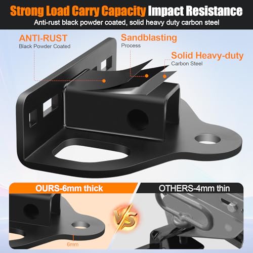 Zero Turn Lawn Mower Hitch with 1-1/4" Receiver, 6mm Thick Heavy Duty Bolt On Trailer Hitch Receivers with Chain Slot, 1/2 inch Magnetic Trailer Hitch Pin & 5/8" Hitch Pin & Clips