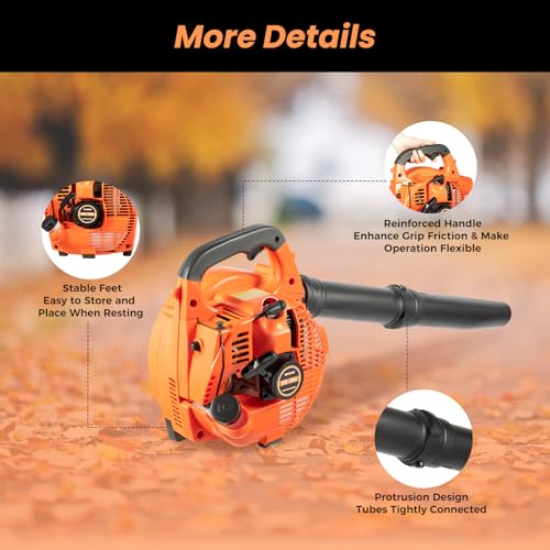 Gas Leaf Blower 26cc Handheld,2-Cycle Leaf Blower Gas,180 MPH,380 CFM,Cruise Control Powerful Gas Powered Blowers,for Lawn Care, Yard Debris & Light Snow