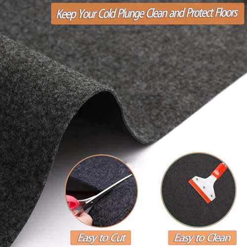 Ahpuhtan 47x70 Inch Cold Plunge Tub Floor Mat, Waterproof Ice Bath Tub Mat Outdoor Indoor, Anti-Slip Protector Pad for Round Oval Cold Plunge Ice Bath Accessories