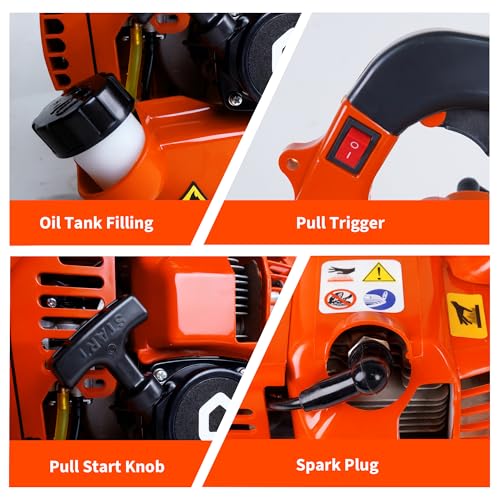 28 CC Gas Leaf Blower, 490 CFM 280 MPH, 1.1-HP 2-Stroke, Handheld Gas Powered Leaf Blower, Lightweight, Powerful Clearing Performance for Lawn Care, Driveway Cleaning and Light Snow Removal
