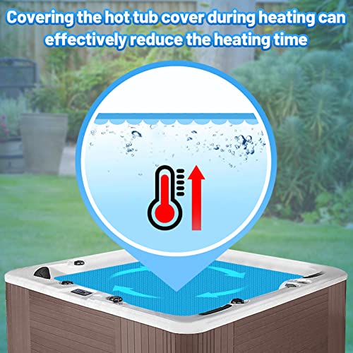 Spa and Hot Tub Cover - 7 × 7 FT 16-mil Square Hot Tub Thermal Insulation Solar Blanket Bubble Cover, 210 × 210 CM