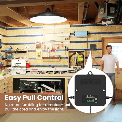 APILAB Solar Shed Light Indoor Outdoor, 2000LM Daytime Available Pendant Light with Pull String, Dusk to Dawn, 3 Lighting Modes Solar Lights Indoor, IP65 Waterproof for Barn, Gazebo, Shop, Garage
