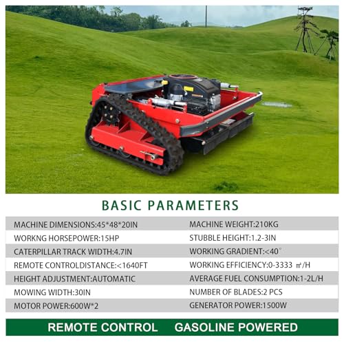 Remote Controlled Lawn Mower,31.5In Cutting Width,Automatic Robotic Lawn Mower for 50°Slope,1.2 Acre per Hour Mowing Capacity,Adjustable Cutting Height
