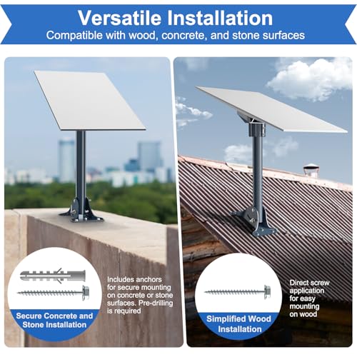 Starlink Gen 3 Mount Adapter Aluminum Alloy, 15.7" Heavy Duty Steel Pivot Pole Pipe with Adjustable Base Mount Kit Compatible with Starlink V3 Standard Dish for Roof
