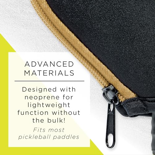 Franklin Sports Pickleball Paddle Cover - Black + Pink Case for Pickleball Paddles - Protective Racket Cover with Hook - Fits Standard Size Rackets -Black/Gold