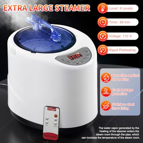 X-Vcak Upgraded Portable Sauna Box for Home，Relaxation, Steam Sauna for Home with Steamer, Remote Control, Folding Chair, 9 Levels