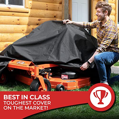 Tough Cover Zero Turn Lawn Mower Cover - Basic Edition Black, 79 x 46 x 55 in, Heavy-Duty Waterproof Protection for Riding Mower, UV-Resistant Tearproof Fabric for Lawn Tractor Cover Use