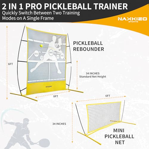NaxKizo 2026 Upgraded Pickleball Practice Rebounder Net, 6FT Pickleball Training Equipment with Metal Frame, Pickle Ball Rebounder for Outdoor Indoor, Pickle Ball Trainer for Dink Volley Training