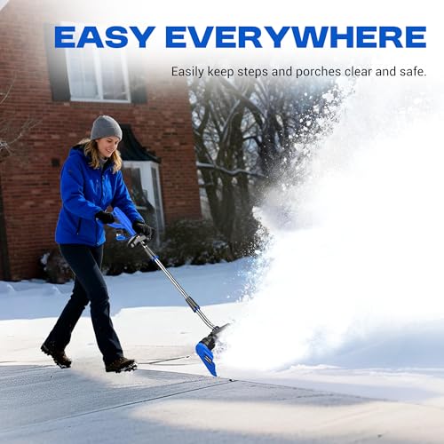 POXURIO 2 * 40V Electric Cordless Snow Shovel, 13 Inch Brushless Electric Snow Blower with 2×4.0Ah Batteries & Fast Charger, 13" Width, 6" Depth, 25FT Throw Distance Snow Shovel for Driveway, Patio