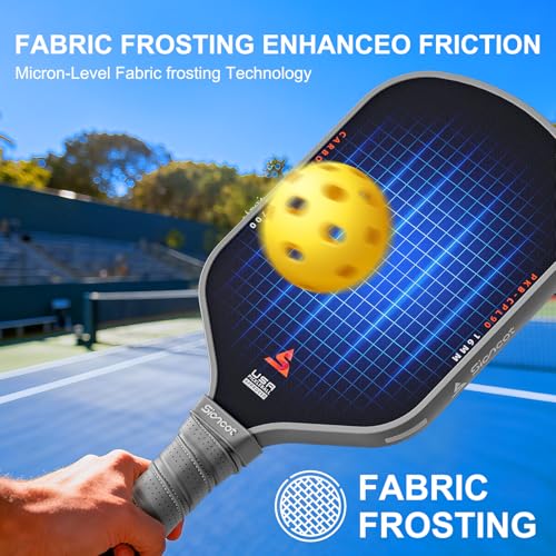 Sioncot Thermoformed Carbon Fiber Pickleball Paddle - Textured Grip, Larger Sweet Spots for Max Spin, Control & Power - 16mm Polypropylene Honeycomb Core for All Skill Levels, 8.0 oz
