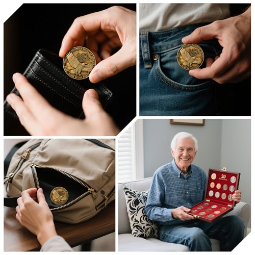 USA 250th Anniversary Challenge Coin – Gold Color Bald Eagle & Liberty Design, 1776–2026 250 Years of Freedom Collectible Coin, Heavyweight Zinc Alloy with Clear Acrylic Case, 1 Pack