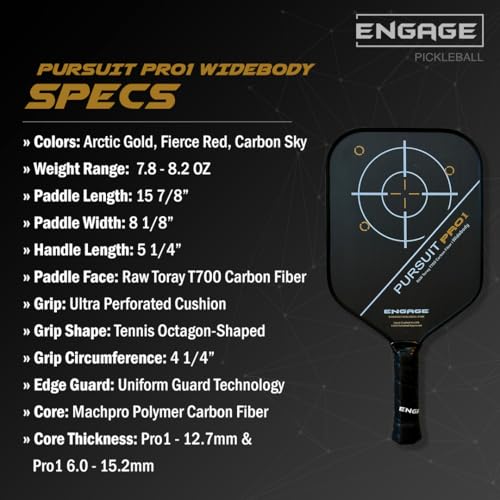 Widebody Pro1 Pursuit | Carbon Fiber Raw by Engage Pickleball