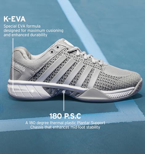 K-Swiss Women’s Express Light Pickleball Shoes – Lightweight Breathable Court Shoe, Stable Support, Durable Toe Protection, Highrise/White, 8 W