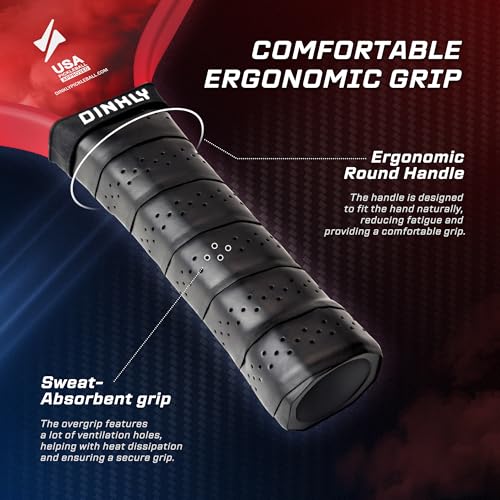 Dinkly Raw Carbon Pickleball Paddles Set of 2, T700 Carbon Fiber Rackets with 16MM Honeycomb Polymer Core, 4 Balls and 1 Portable Carry Bag, USAPA Approved Pickleball Set for Men, Women, Red & Blue