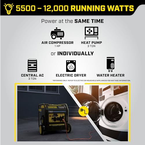 Champion Power Equipment 9000-Watt Electric Start Home Backup Portable Open Frame Inverter Generator with Quiet Technology and CO Shield
