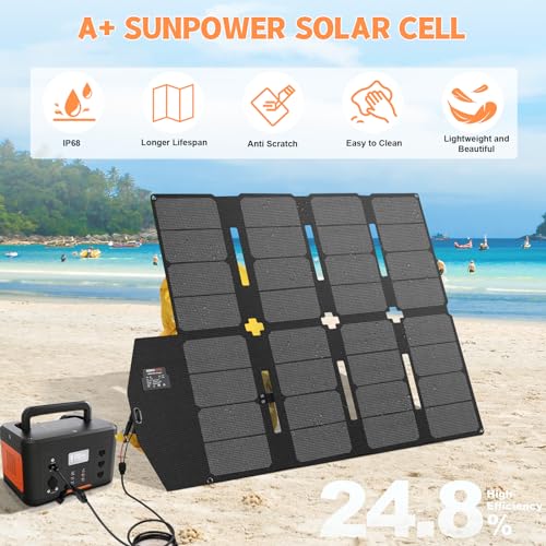 SOKIOVOLA 100W Portable Solar Panel for EF/Jackery/Bluetti/Anker Power Station MC4 Output Lightweight & Compact Foldable Solar Panel Charger Kits IP68 Waterproof for RV Travel Outdoor Activities
