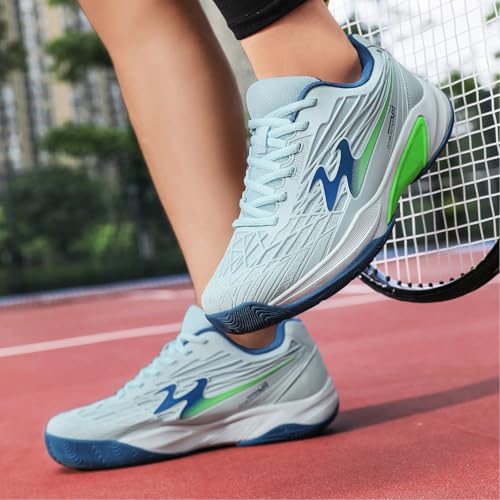 Men's Tennis Shoes for Pickleball & Badminton - Breathable Non-Slip Wide Toe Carbon Plate Athletic Shoes - Lightweight Comfortable Mens Pickleball Shoes for Tennis, Badminton, Pickleball