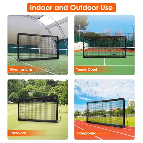 Tennis Rebound Practice Wall - 12ft x 6ft Rebounder Net for Tennis & Racquet Sports Ball & Pickleball, Training Tennises Backboard Net for Court Backyard and Indoor & Outdoor Training, Black