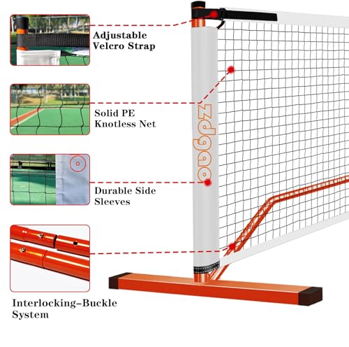 Portable Pickleball Net, Regulation Size 22FT and 11FT Half Court Size 2-in-1 Pickle Ball Net with 2 Pickleballs and Carry Bag for Driveway, Backyard, Street, Weather Resistance Steady Steel Frame