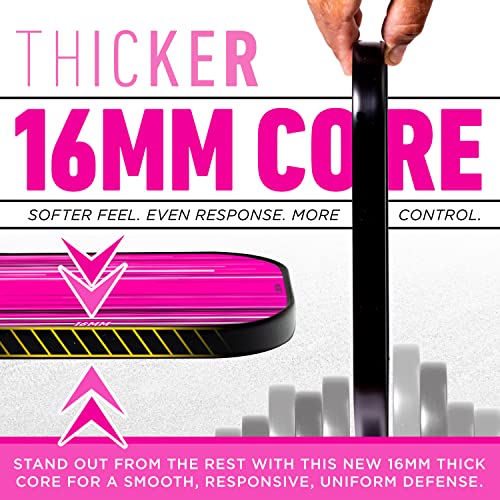 Franklin Sports Pro Pickleball Paddles - Signature Series Pro Paddle with MaxGrit Surface - USA Pickleball (USAPA) Tournament Approved - 16mm Polypropylene Core - Pink