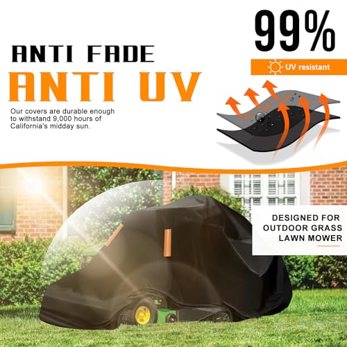 Zero-Turn Mower Cover Waterproof Outdoors,Anti-UV 210D Polyester ,Universal Fit Riding Lawn Tractor Covers Up to 60" Decks,Against UV,Dust,Dirt,Wind for All Weather Use,79"Lx46"Wx55"H-Basics