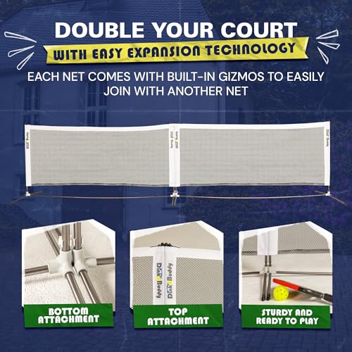 Dink Buddy - Regulation Height Mini Pickleball Net with Drawstring Carry Case, Durable Pickleball Net Portable Outdoor & Indoor Use, Easy-to-Set-up, 6 feet Wide, Black