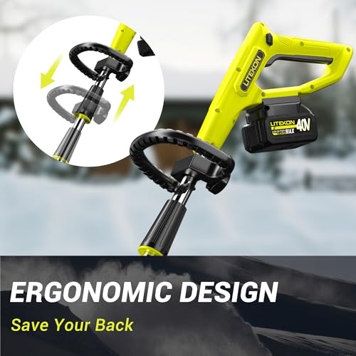 Litekon 40V Brushless Cordless Snow Shovel, 13-Inch Electric Snow Blower with 2X 4.0Ah Batteries & Charger, Battery-Powered Snow Removal with 16.5FT Throw Distance for Patio, Deck, Driveway,Green