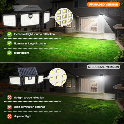 MIHANI Solar Lights Outdoor, Quick Charge Solar Motion Deck Lights Outdoor for Deck with High Brightness, Larger Built-in Tempered Glass Panel, Sensitive PIR Motion Inductor (Remote,2 Pack)