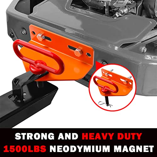 EilxMag Universal Heavy Duty Zero Turn Mower Trailer Hitch and Strong Heavy Duty Neodymium Magnetic Trailer Hitch Pin with 2 Bolts -1/2'' R-Clip (Combo Pack,Red＋Orange)