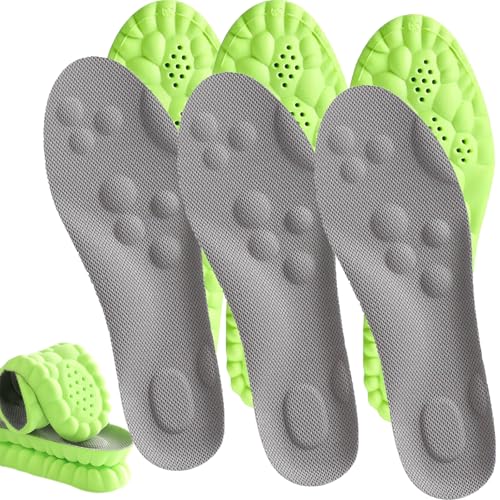 Soleflex Insoles, 4d Pickleball Insoles Inserts for Men and Women, Breathable Memory Foam Soles (3 Pairs, Men 10-11/Women 12-13)