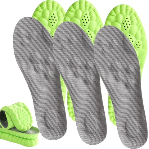 Soleflex Insoles, 4d Pickleball Insoles Inserts for Men and Women, Breathable Memory Foam Soles (3 Pairs, Men 10-11/Women 12-13)