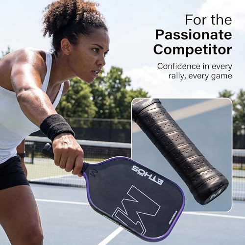 M1 Ethos Pickleball Paddles: USAP and PBCor.43 Approved, 16 MM, Elongated, Thermoformed, T700 Raw Carbon Fiber, Strong Power, Control, and Spin, Superior Paddle Ideal for Beginners to Advanced Players