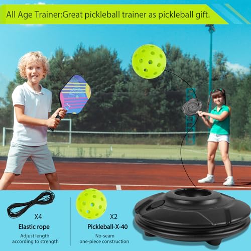FeichangKeji Match Buddy Pickleball Trainer with String Sportastic Pickleball Practice Rebounder Accessories Training Aids and Equipment Indoor Hitting Trainer Machine Outdoor (Black)