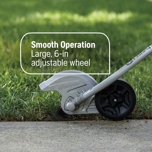 Husqvarna 122LKE Gas Edger, Multi-Purpose Tool with Lawn Edger Attachment, Features 6-Inch Adjustable Wheel and Curved Shaft